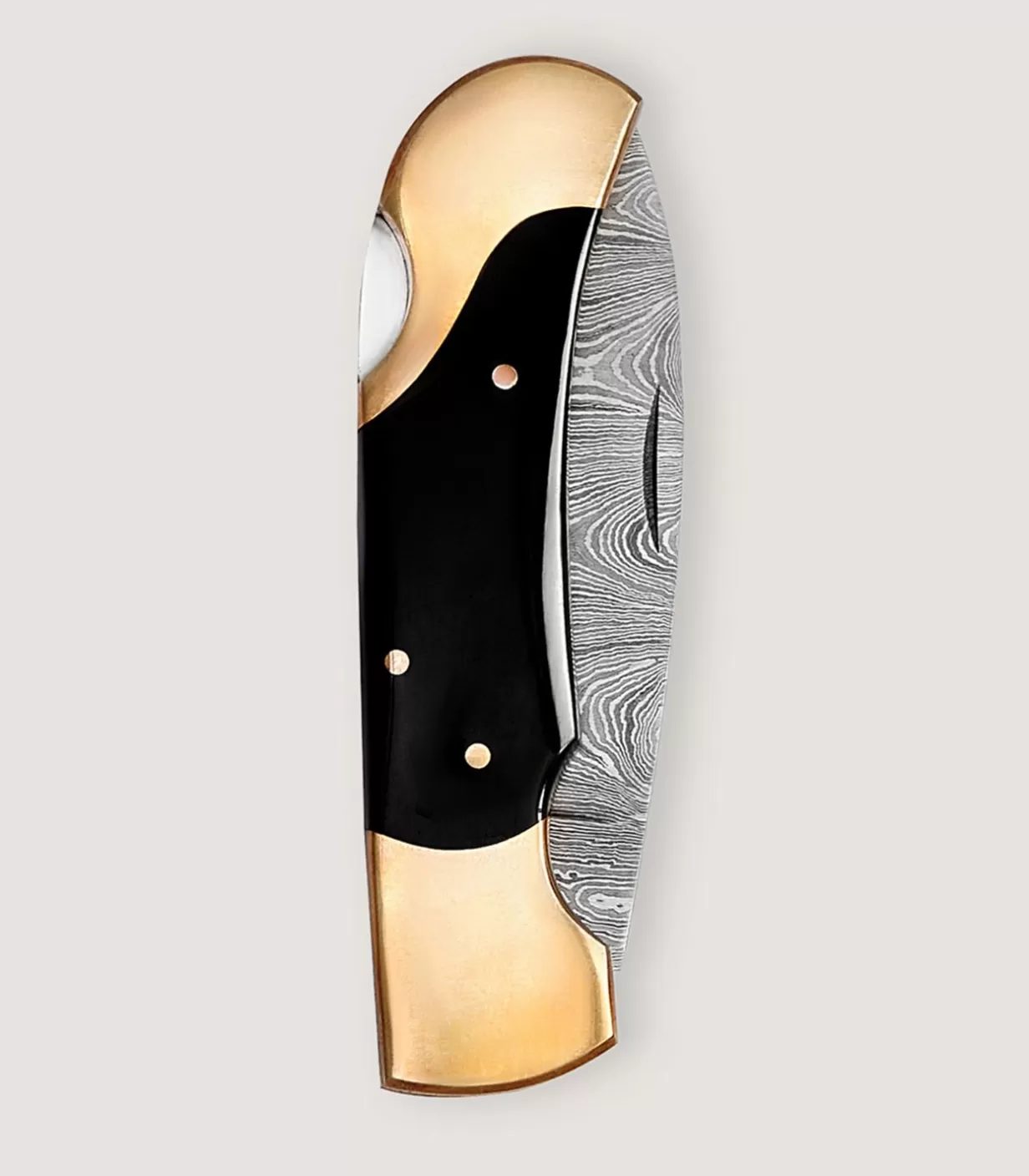 Knives*Purdey Damascus Folding Knife In Buffalo Horn