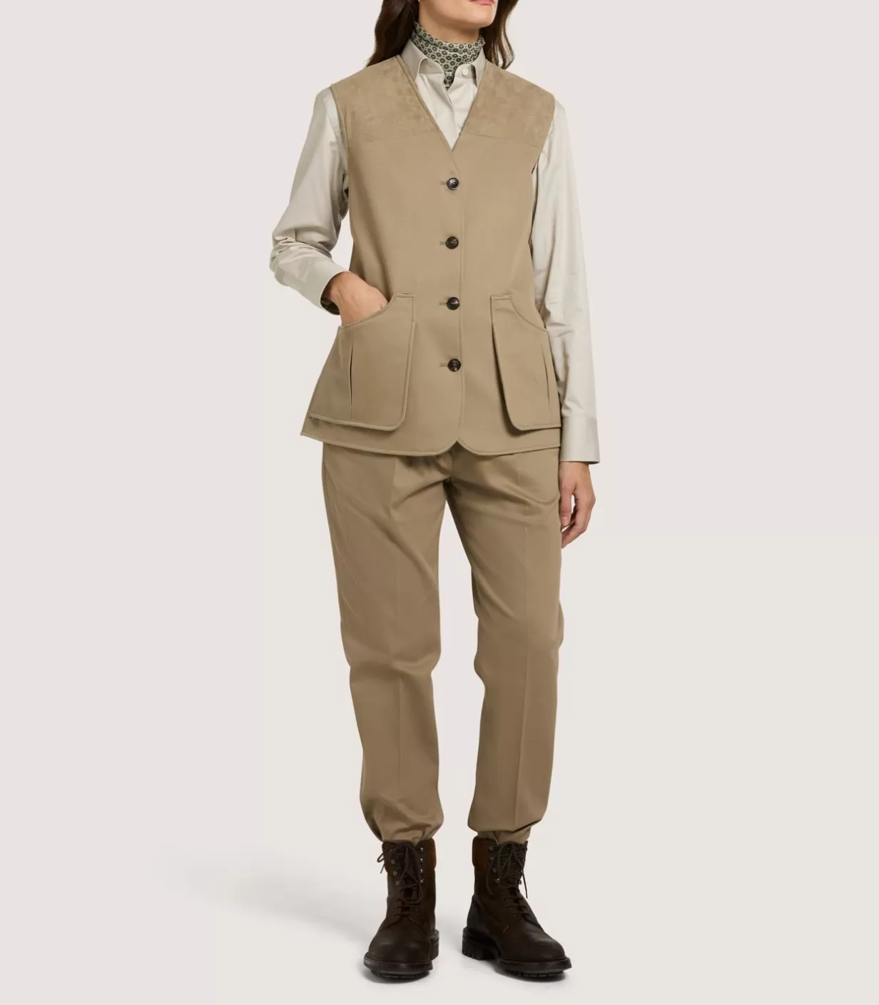 Outerwear*Purdey Women'S High Collar Dry Wax Summer Sporting Vest In Taupe