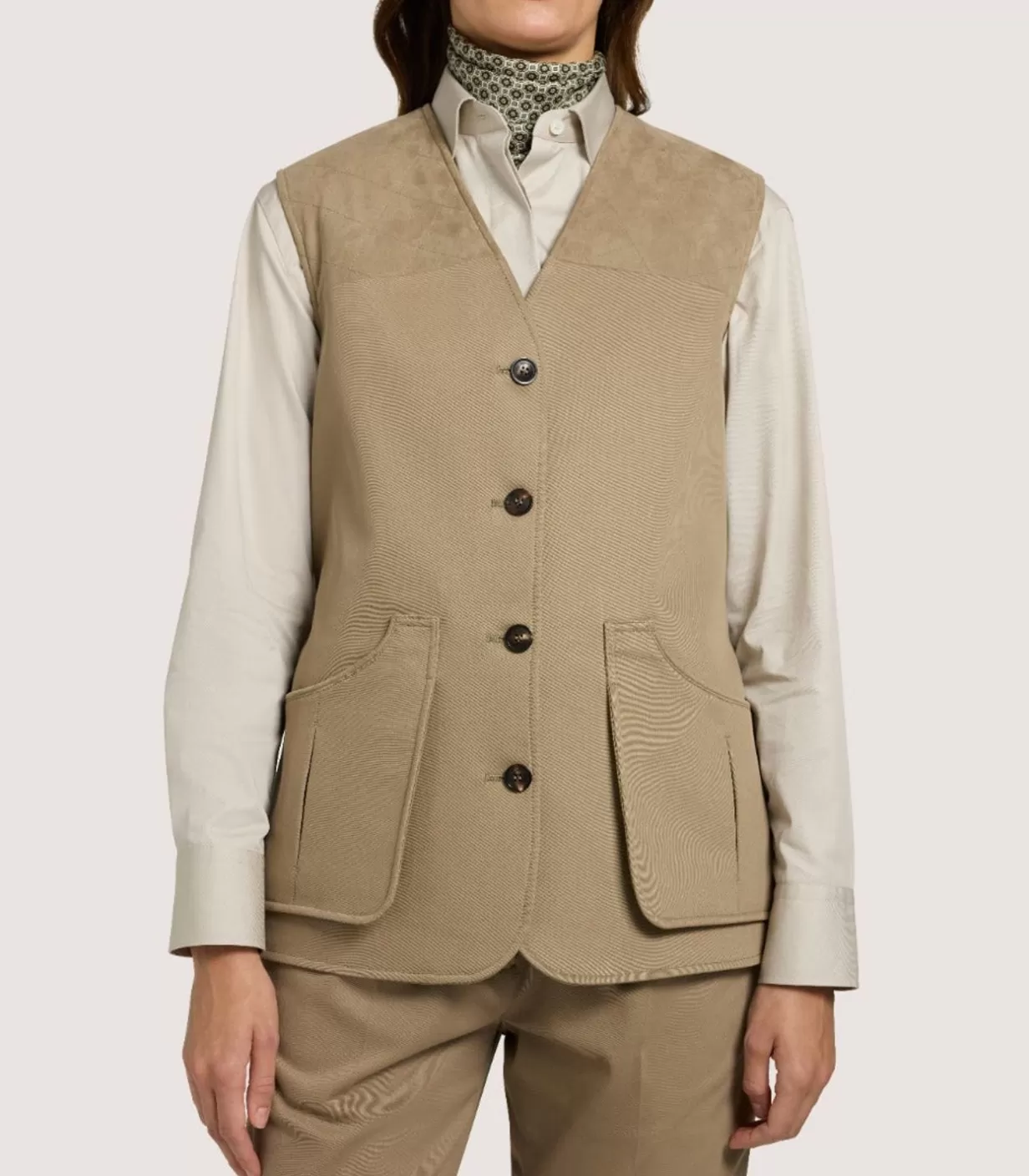 Outerwear*Purdey Women'S High Collar Dry Wax Summer Sporting Vest In Taupe
